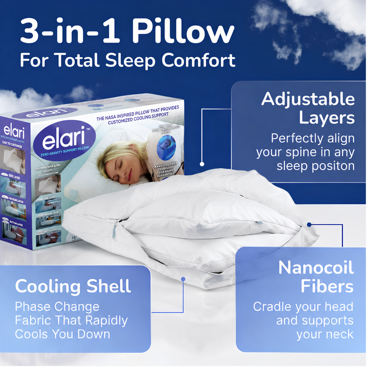 Elari Cooling Adjustable Pillow